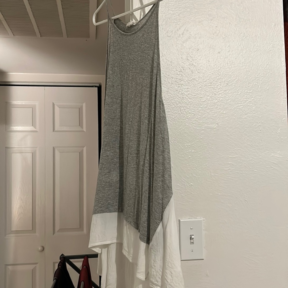 Gray and White Long top